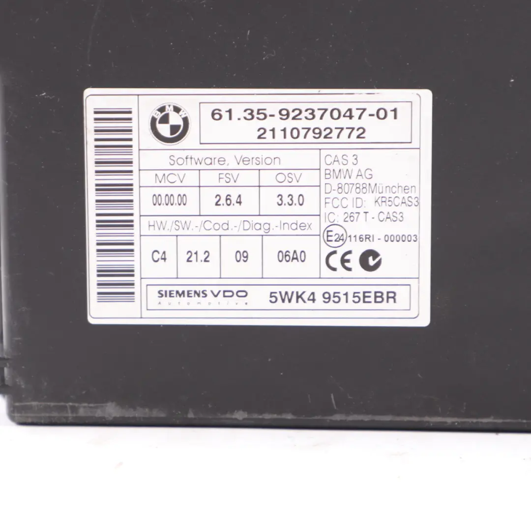 BMW E90 E91 LCI E92 330d Diesel N57 245HP ECU Engine Kit DDE CAS3 + Key - SKU 8510221-15 - Part number 8510221