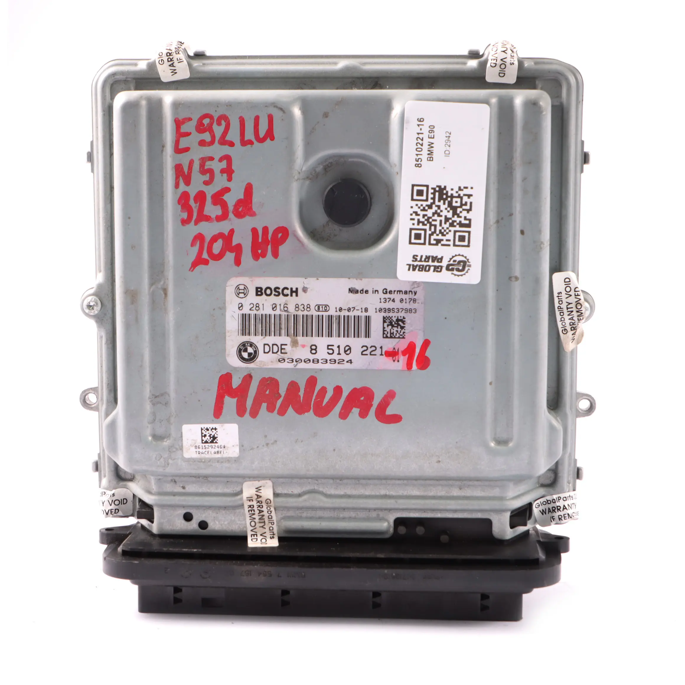 BMW E90 E91 E92 LCI 325d Diesel N57 204HP Modulo Motore ECU DDE 8510221 Manuale