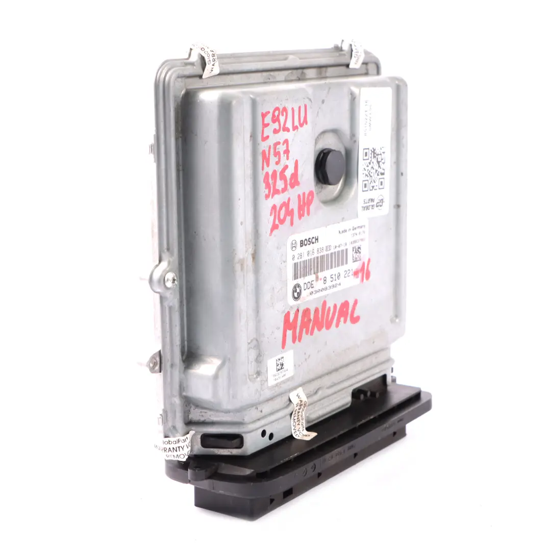 BMW E90 E91 E92 LCI 325d Diesel N57 204HP Módulo Motor ECU DDE Manual - SKU 8510221-16 - Número de pieza 8510221