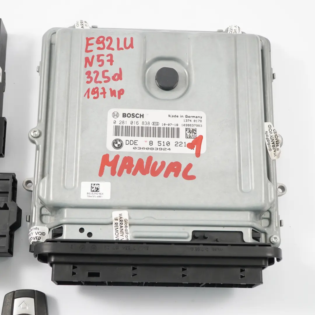 BMW E90 E91 LCI E92 325d Diesel N57 204HP ECU Engine Kit DDE CAS3 + Key - SKU 8510221-1 - Part number 8510221