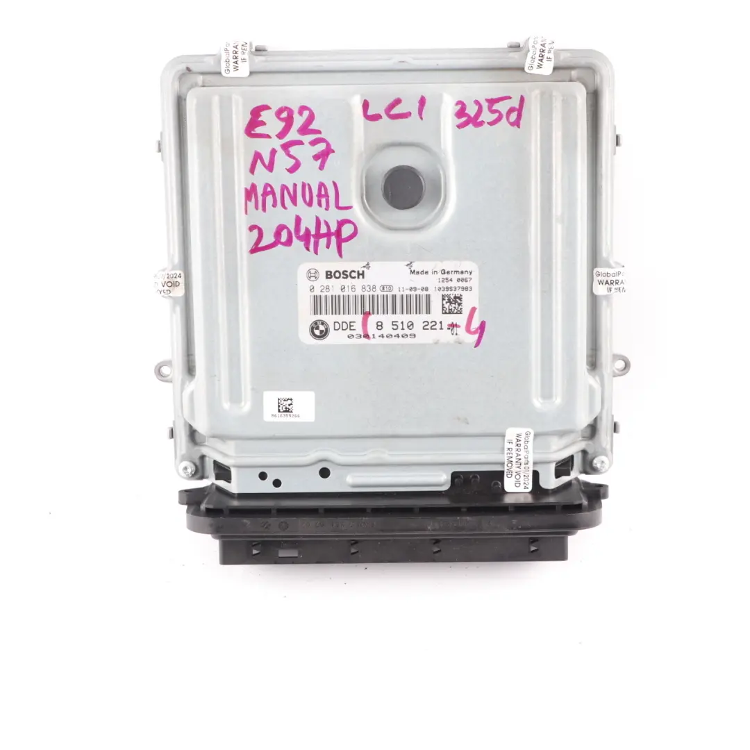 BMW E90 E91 LCI E92 325d Diesel N57 204HP ECU Engine Kit DDE CAS3 + Key - SKU 8510221-4 - Part number 8510221