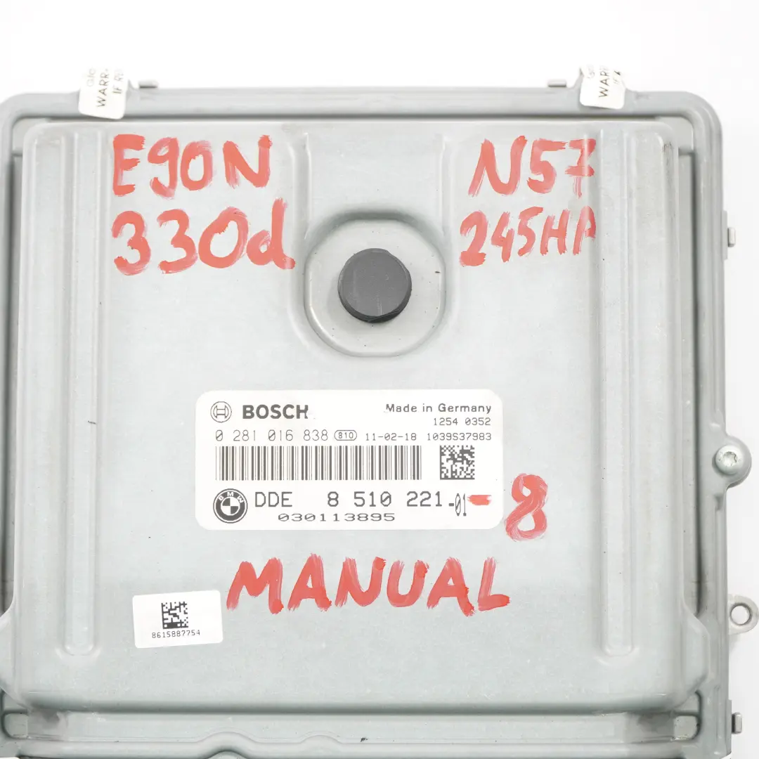 BMW E90 E91 LCI E92 330d N57 245PS ECU Motor Kit DDE CAS3 Schlüssel - SKU 8510221-8 - Teilenummer 8510221