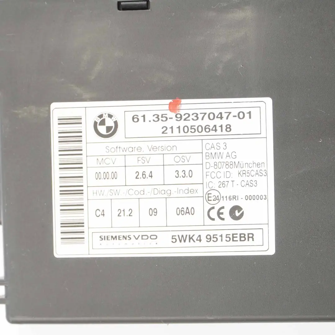 BMW E90 E91 LCI E92 330d Diesel N57 245HP ECU Motore Kit DDE CAS3 Chiave - SKU 8510221-8 - Numero di parte 8510221