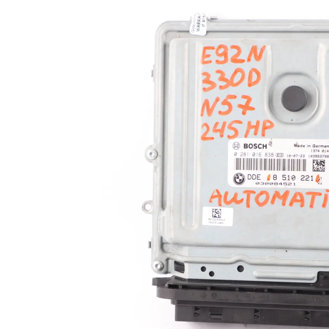 N57 Unidad de control del motor DDE para BMW E90 E91 LCI E92 330d Diesel con número de pieza 8510221 BMW E90 E91 LCI E92 330d Diesel N57 Unidad de control del motor DDE - SKU 8510221 - Número de pieza 8510221