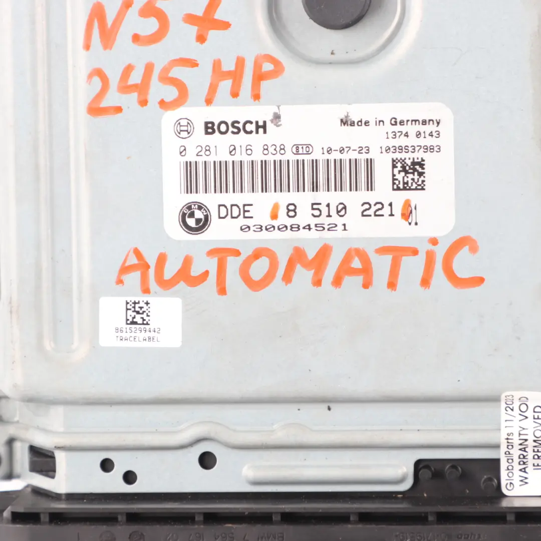 N57 Steuergerät DDE Schaltgetrieb für BMW E90 E91 LCI E92 325d 330d Diesel mit Teilenummer 8510221 BMW E90 E91 LCI E92 325d 330d Diesel N57 Steuergerät DDE Schaltgetrieb - SKU 8510221 - Teilenummer 8510221
