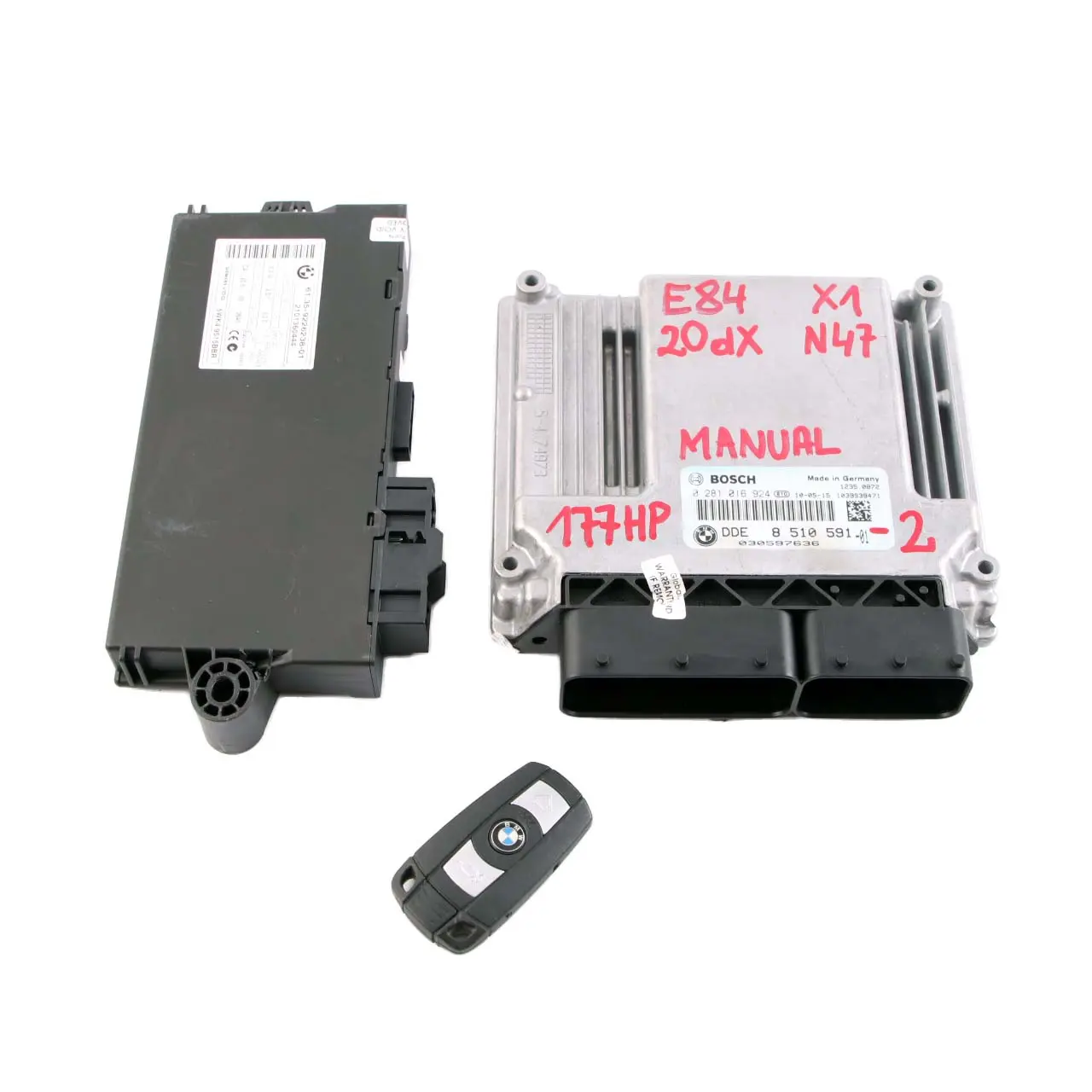 BMW X1 E84 2.0dX N47 177HP Motore ECU Kit DDE 8510591 CAS3 Manuale Chiave