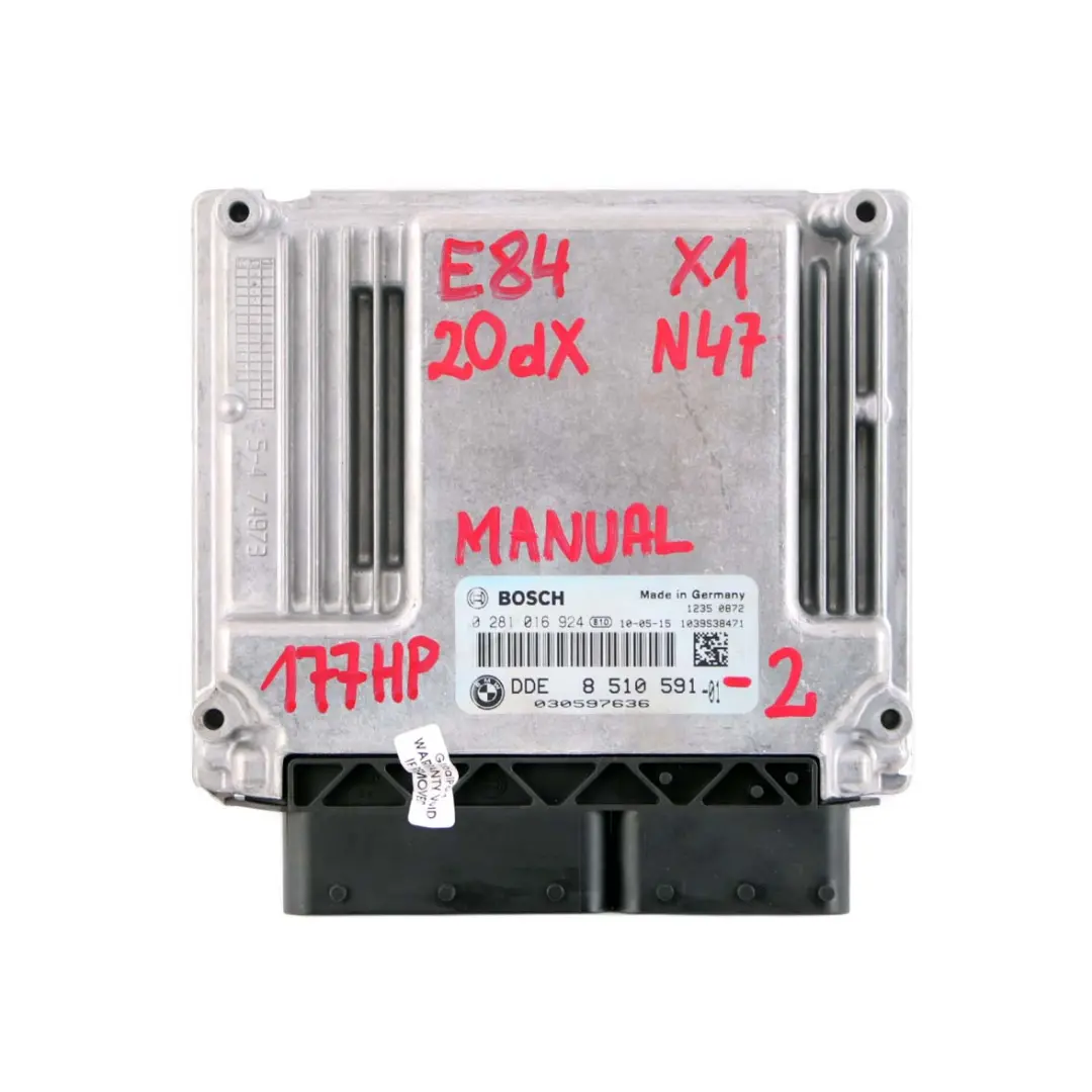 BMW X1 E84 2.0dX N47 177HP Motore ECU Kit DDE CAS3 Manuale Chiave - SKU 8510591-2 - Numero di parte 8510591