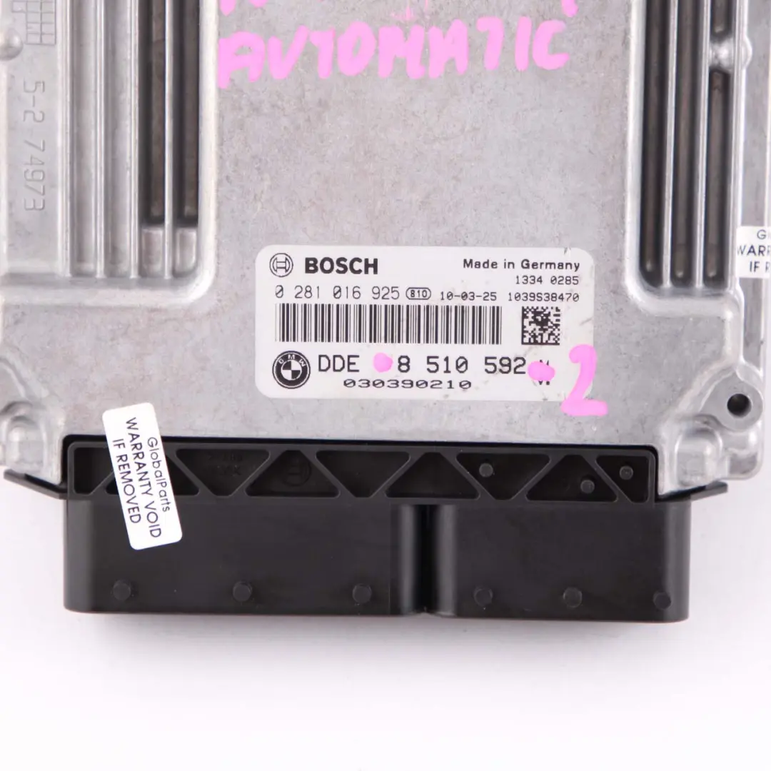 BMW E81 E87 E90 LCI 118d 318d N47 143HP ECU Control Unit DDE Automatic - SKU 8510592-2 - Part number 8510592