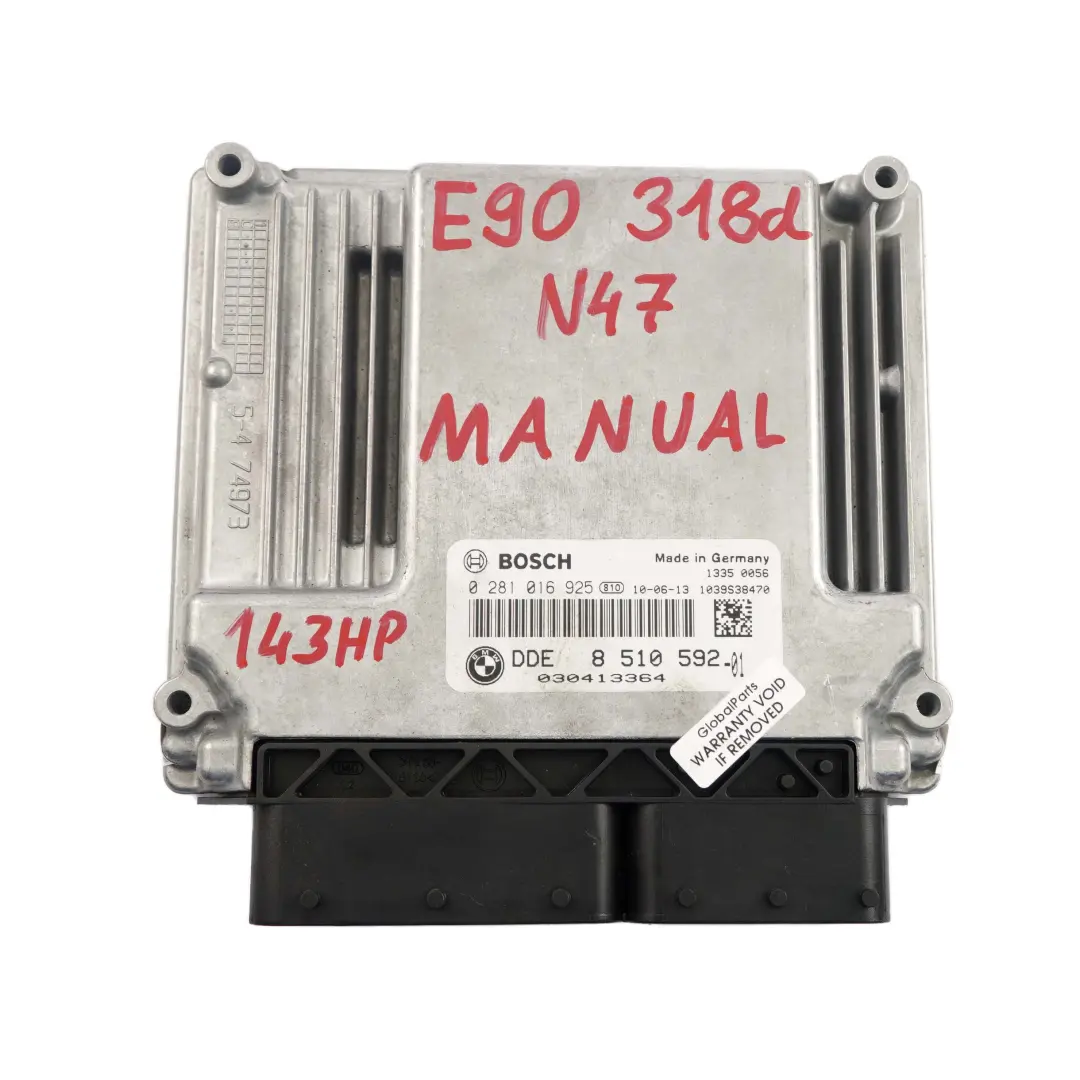 N47 143HP ECU Unità di controllo Manuale per BMW E81 E87 E90 LCI 118d 318d con numero di parte 8510592 BMW E81 E87 E90 LCI 118d 318d N47 143HP ECU Unità di controllo Manuale - SKU 8510592 - Numero di parte 8510592