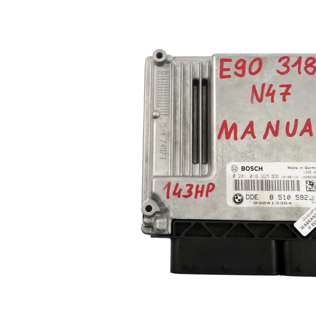 N47 143PS Motorsteuergerät DDE Schaltgetriebe für BMW E81 E87 E90 E91 LCI mit Teilenummer 8510592 BMW E81 E87 E90 E91 LCI N47 143PS Motorsteuergerät DDE Schaltgetriebe - SKU 8510592 - Teilenummer 8510592