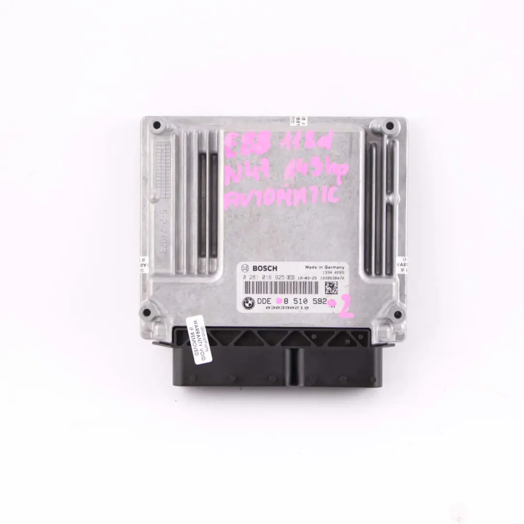 BMW E81 E87 E90 LCI 118d 318d N47 143HP ECU Unidad de Control DDE Manual - SKU 8510592 - Número de pieza 8510592