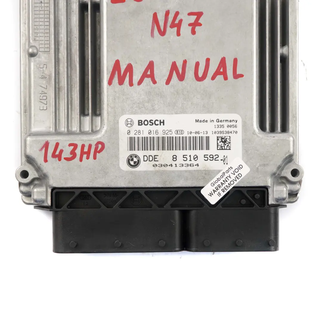 BMW E81 E87 E90 E91 LCI N47 143PS Motorsteuergerät DDE Schaltgetriebe - SKU 8510592 - Teilenummer 8510592
