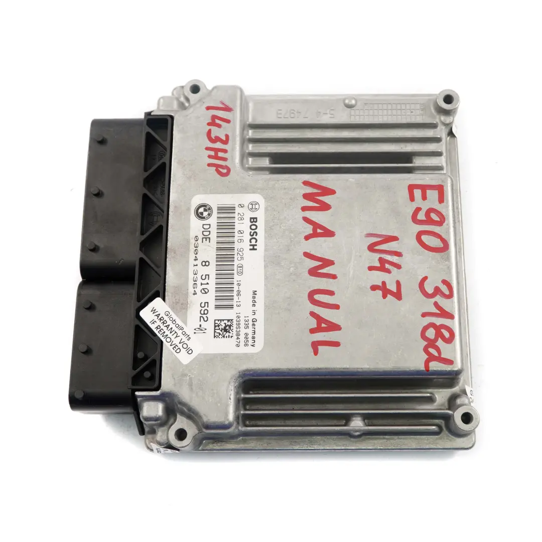 N47 143HP ECU Unità di controllo Manuale per BMW E81 E87 E90 LCI 118d 318d con numero di parte 8510592 BMW E81 E87 E90 LCI 118d 318d N47 143HP ECU Unità di controllo Manuale - SKU 8510592 - Numero di parte 8510592