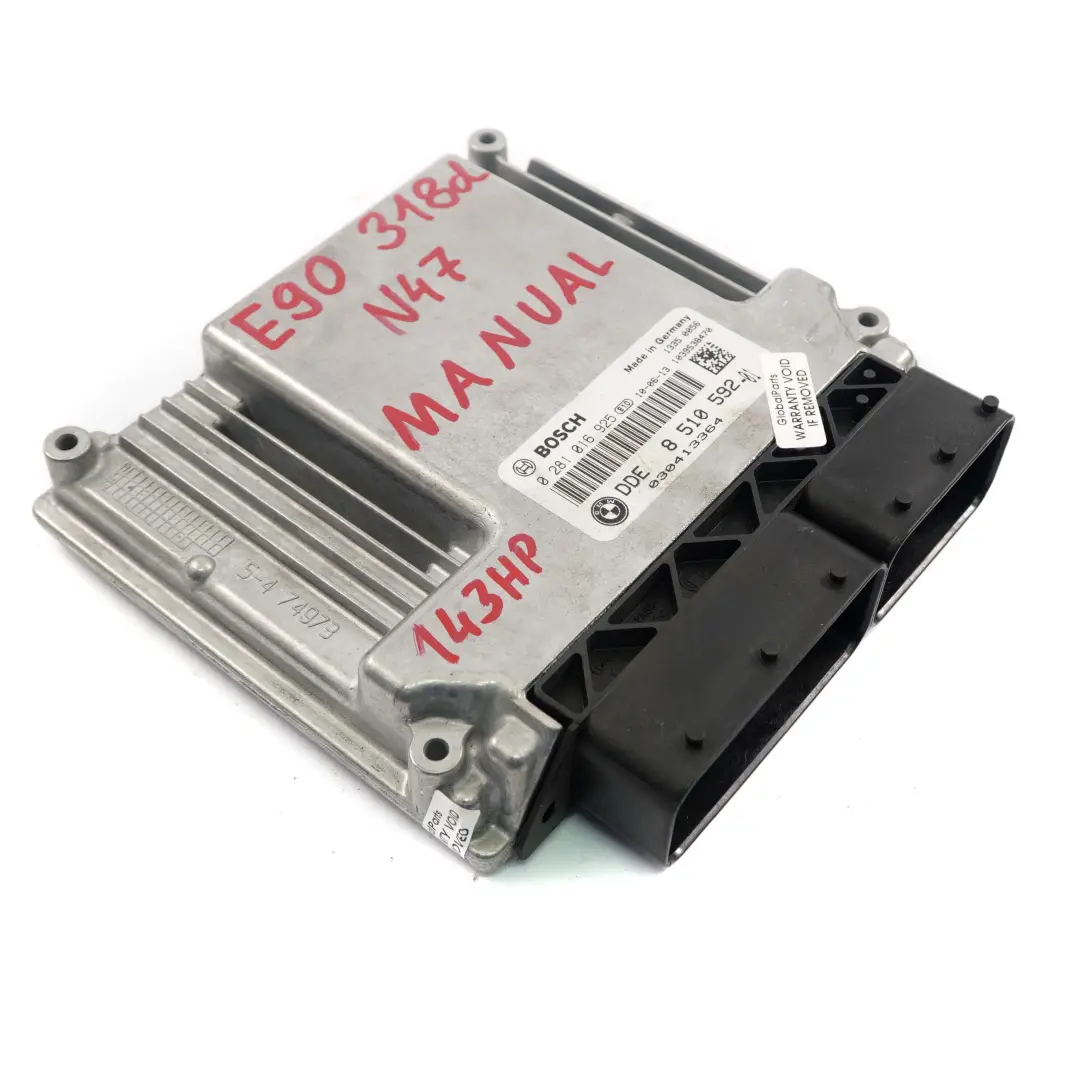 BMW E81 E87 E90 LCI 118d 318d N47 143HP ECU Unidad de Control DDE Manual - SKU 8510592 - Número de pieza 8510592
