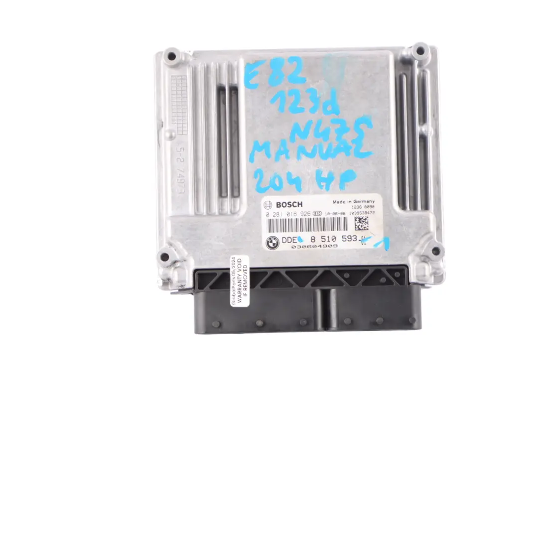 BMW E81 E82 E87 LCI E88 N47S 123d 204HP ECU Kit DDE CAS 3 Key Manual - SKU 8510593-1 - Part number 8510593