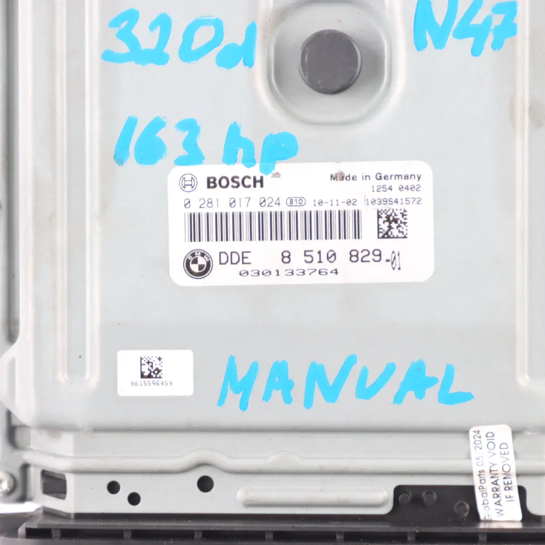 BMW E90 E91 LCI N47N 320d 163HP Engine ECU KIT DDE + CAS3 + Key Manual - SKU 8510829-8 - Part number 8510829