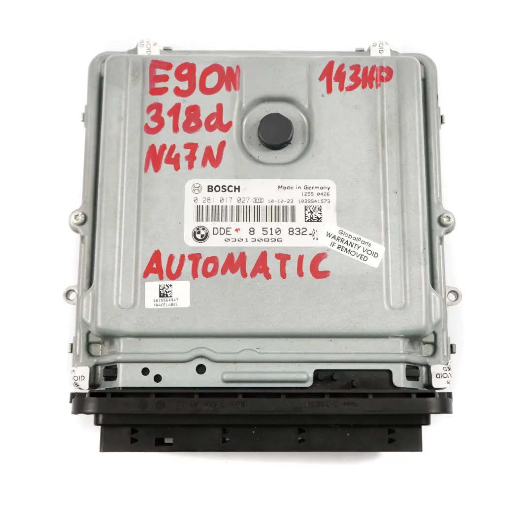 N47N 318d 143HP Unidad Control Motor ECU DDE Automático para BMW E90 E91 LCI con número de pieza 8510832 BMW E90 E91 LCI N47N 318d 143HP Unidad Control Motor ECU DDE Automático - SKU 8510832 - Número de pieza 8510832