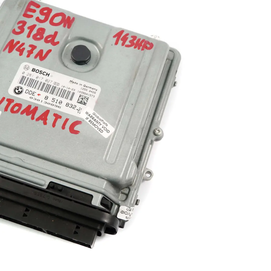 BMW E90 E91 LCI 318d N47N 143PS ECU Steuergerät DDE Automatikgetriebe - SKU 8510832 - Teilenummer 8510832