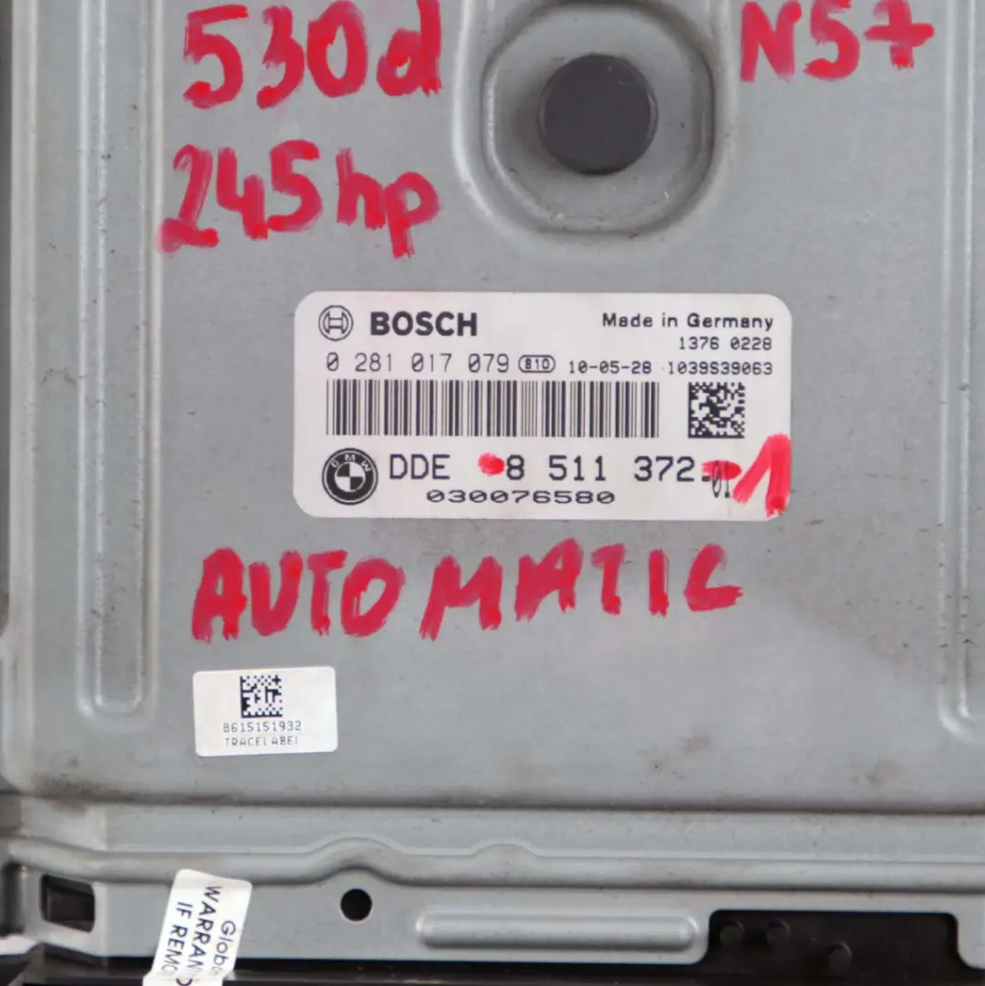 N57 Kit ECU Control Motor DDE CAS4 Llave Automatica para BMW F01 F07 530 730d con número de pieza 8511372 BMW F01 F07 530 730d N57 Kit ECU Control Motor DDE CAS4 Llave Automatica - SKU 8511372-1 - Número de pieza 8511372