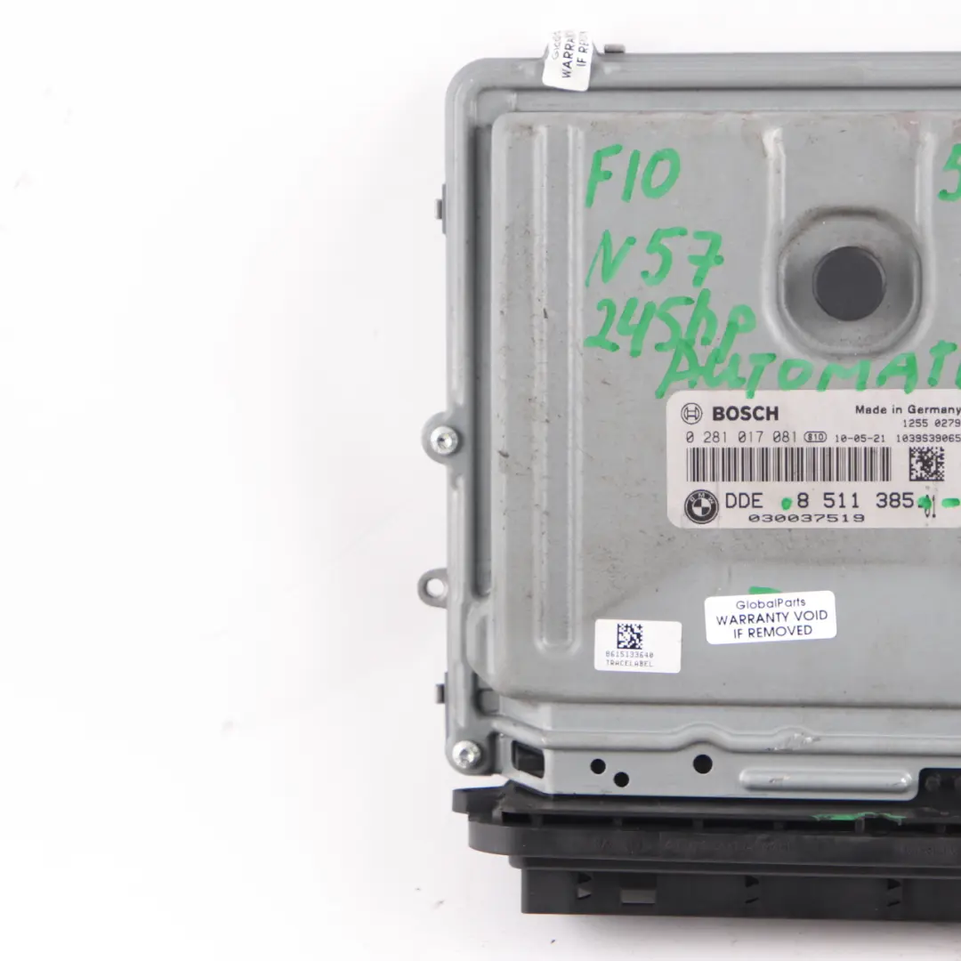 N57 245HP Unità controllo motore Modulo DDE 8511385 Automatico per BMW F10 F11 530d con numero di parte 8513161 BMW F10 F11 530d N57 245HP Unità controllo motore Modulo DDE 8511385 Automatico - SKU 8511385-1 - Numero di parte 8513161