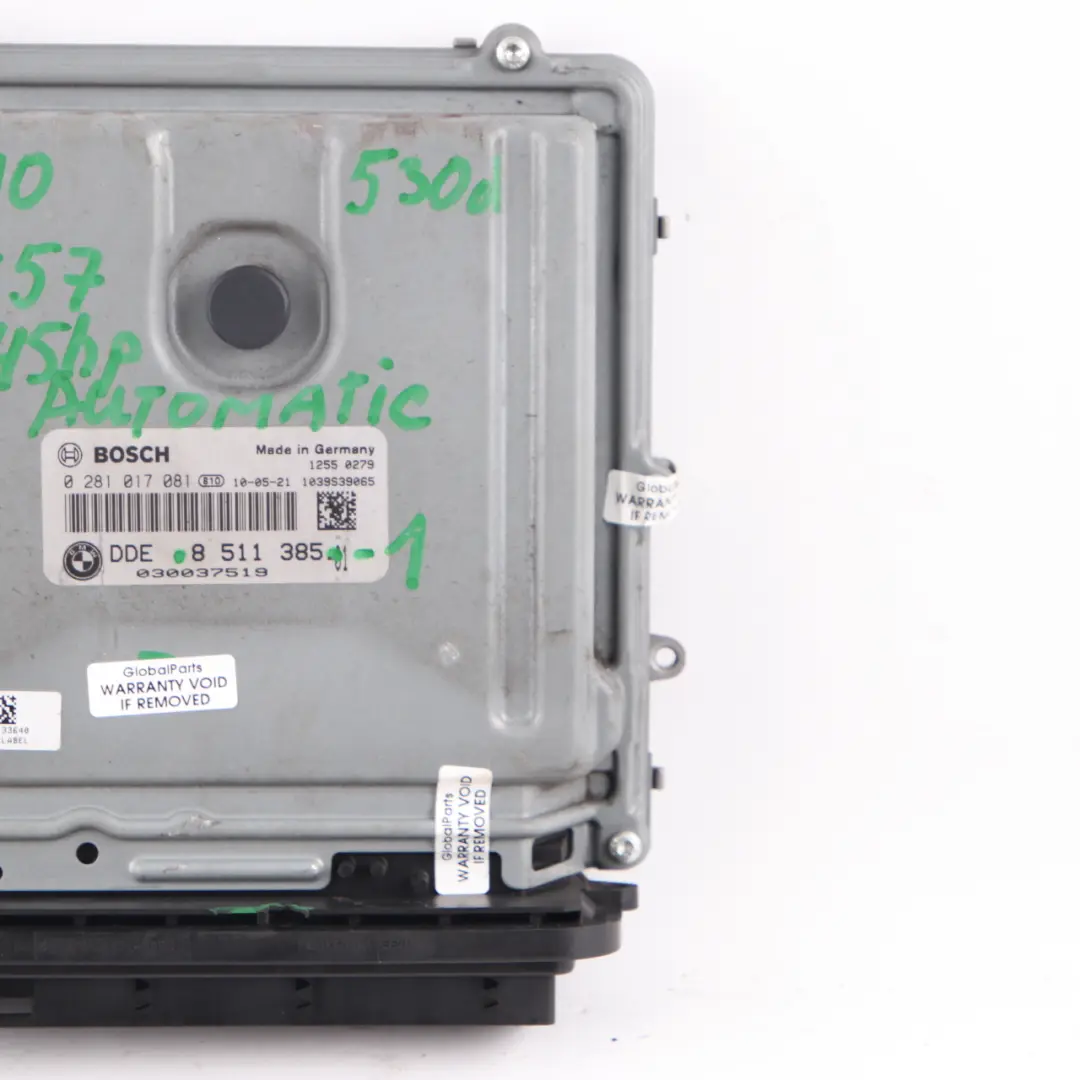N57 245HP Unidad Control Motor Módulo DDE 8511385 Automático para BMW F10 F11 530d con número de pieza 8513161 BMW F10 F11 530d N57 245HP Unidad Control Motor Módulo DDE 8511385 Automático - SKU 8511385-1 - Número de pieza 8513161