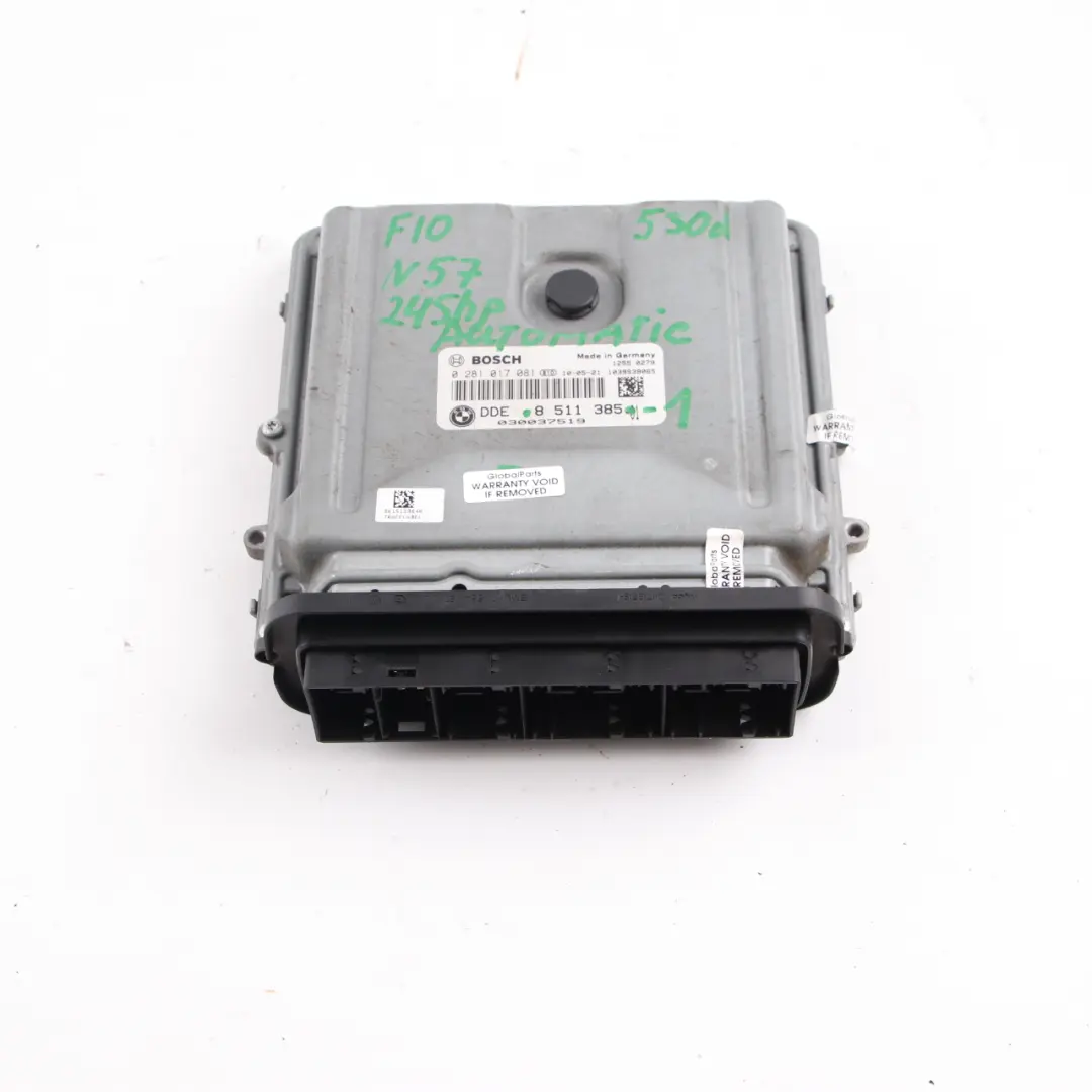 N57 245HP Module l'unité contrôle moteur DDE 8511385 Automatic pour BMW F10 F11 530d à propos du numéro de pièce 8513161 BMW F10 F11 530d N57 245HP Module l'unité contrôle moteur DDE 8511385 Automatic - SKU 8511385-1 - Numéro de pièce 8513161