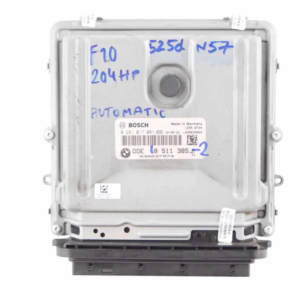 BMW F10 F11 525d N57 204HP Control Unit ECU Kit DDE CAS4 Key Automatic - SKU 8511385-2 - Part number 8511385