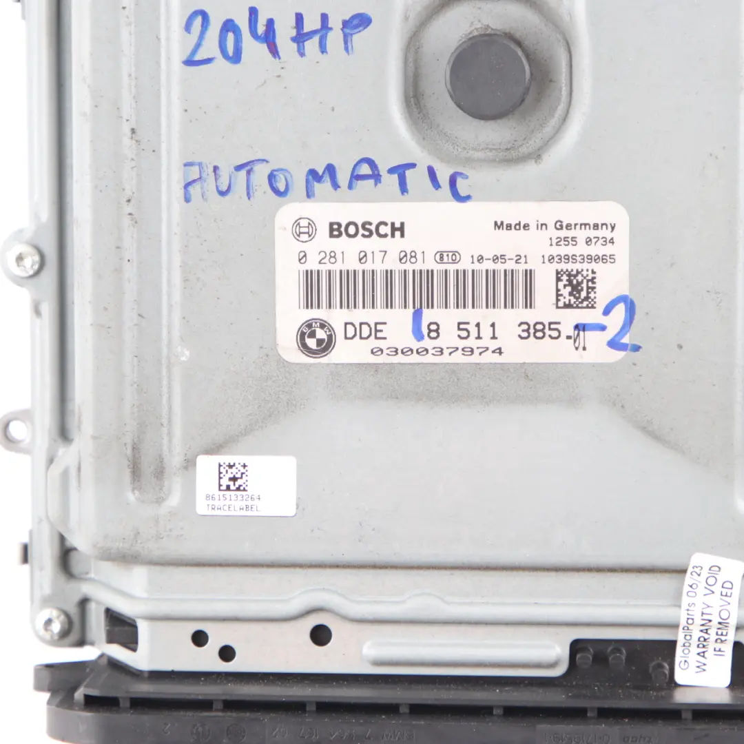 N57 204HP Control Unit ECU Kit DDE CAS4 Key Automatic to BMW F10 F11 525d with Part number 8511385 BMW F10 F11 525d N57 204HP Control Unit ECU Kit DDE CAS4 Key Automatic - SKU 8511385-2 - Part number 8511385