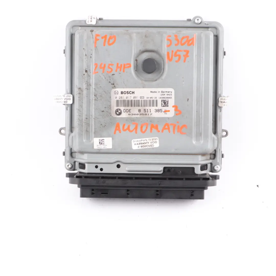 BMW F10 F11 530d N57 245HP Control Unit ECU Kit DDE CAS4 Key Automatic - SKU 8511385-3 - Part number 8511385