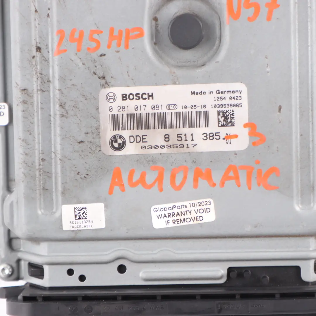 N57 245HP Control Unit ECU Kit DDE CAS4 Key Automatic to BMW F10 F11 530d with Part number 8511385 BMW F10 F11 530d N57 245HP Control Unit ECU Kit DDE CAS4 Key Automatic - SKU 8511385-3 - Part number 8511385