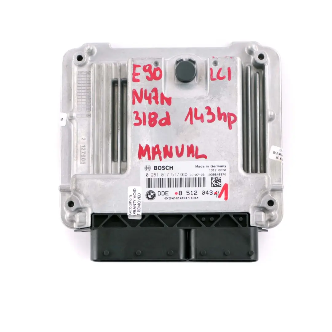 BMW 3 Series E90 E91 LCI 318d N47N ECU Kit DDE + CAS3 + Key Manual - SKU 8512043-1 - Part number 8512043