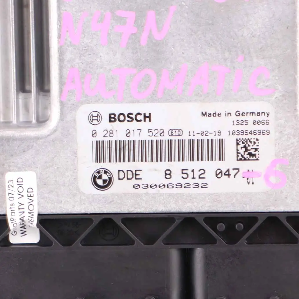 BMW E90 E91 LCI N47N 320d 184HP ECU Module KIT DDE CAS 3 Keys Automatic - SKU 8512047-6 - Part number 8512047