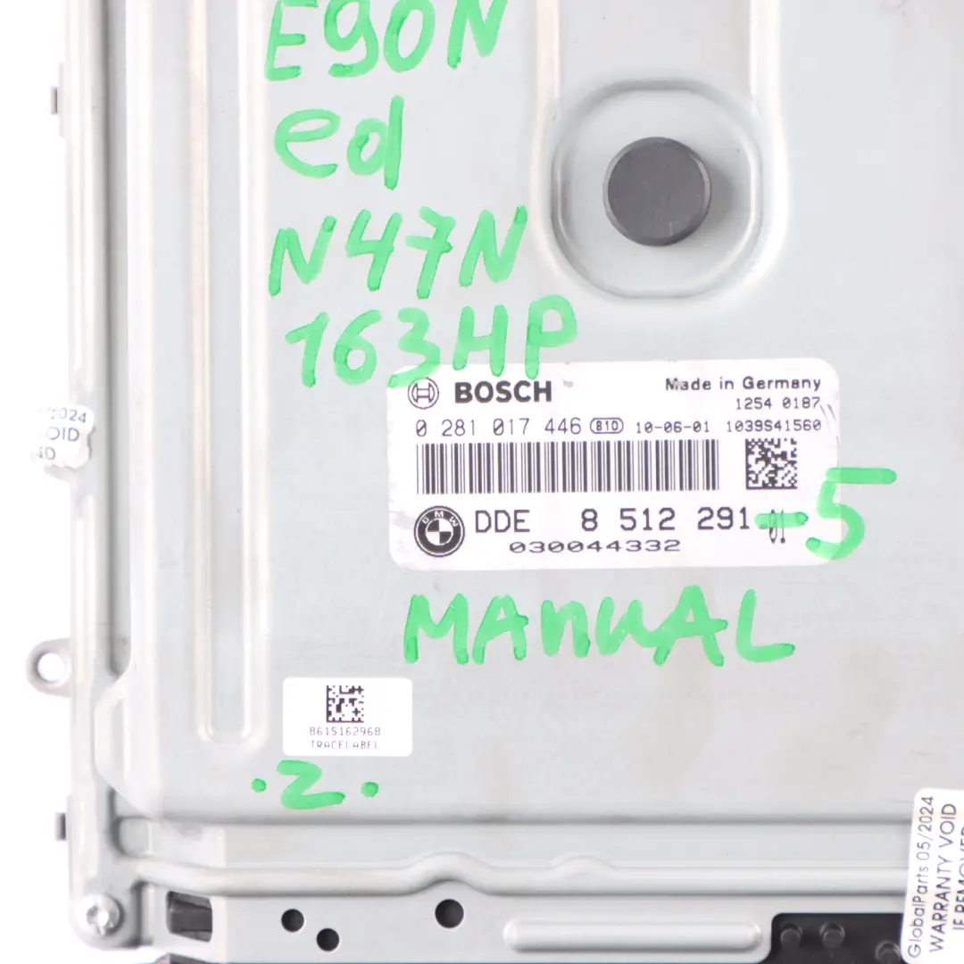 BMW E90 E91 LCI N47N 320d ed 163HP Engine ECU Kit DDE Manual - SKU 8512291-5 - Part number 8512291