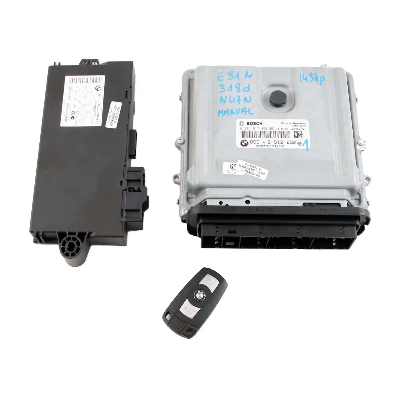 BMW E90 E91 LCI N47N 318d 143HP Engine ECU Kit DDE 8510832 + CAS3 + Key Manual