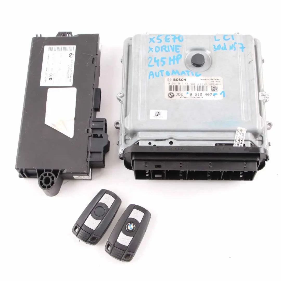 30dX Diesel N57 245HP ECU Kit DDE 8506570 + CAS3 + Keys to BMW X5 E70 LCI X6 E71 with Part number 8512407 BMW X5 E70 LCI X6 E71 30dX Diesel N57 245HP ECU Kit DDE 8506570 + CAS3 + Keys - SKU 8512407-1 - Part number 8512407