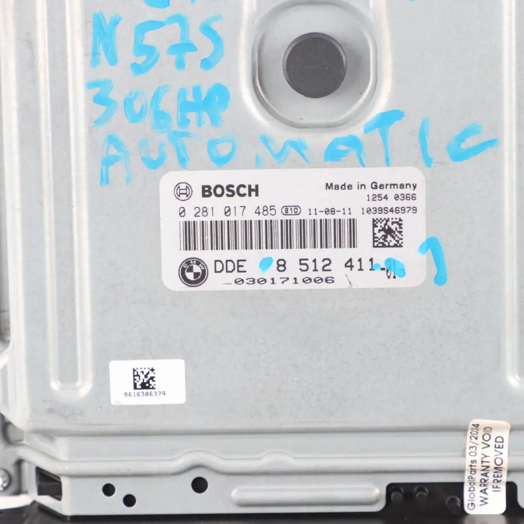 BMW X5 E70 LCI 40dX N57S 306HP Motore ECU KIT DDE CAS3 Chiave Automatica - SKU 8512411-1 - Numero di parte 8512411