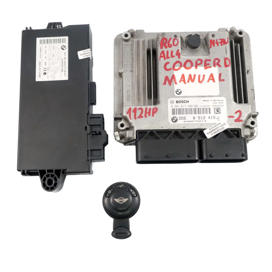 N47N 112HP Diesel Engine ECU Kit DDE CAS3 Key Mini Cooper D R60 ALL4 - SKU 8512415-2 - Part number 8512415