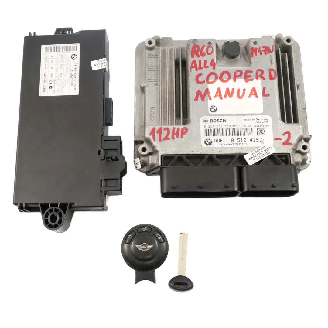 N47N 112HP Motor Diesel Kit ECU DDE Llave CAS3 para Mini Cooper D R60 ALL4 con número de pieza 8512415 Mini Cooper D R60 ALL4 N47N 112HP Motor Diesel Kit ECU DDE Llave CAS3 - SKU 8512415-2 - Número de pieza 8512415