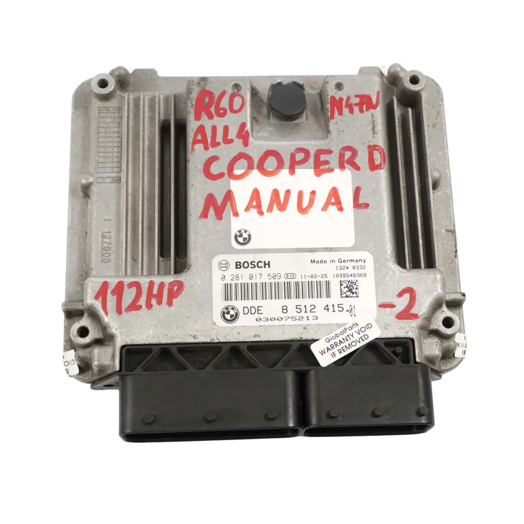 N47N 112HP Diesel Engine ECU Kit DDE CAS3 Key Mini Cooper D R60 ALL4 - SKU 8512415-2 - Part number 8512415