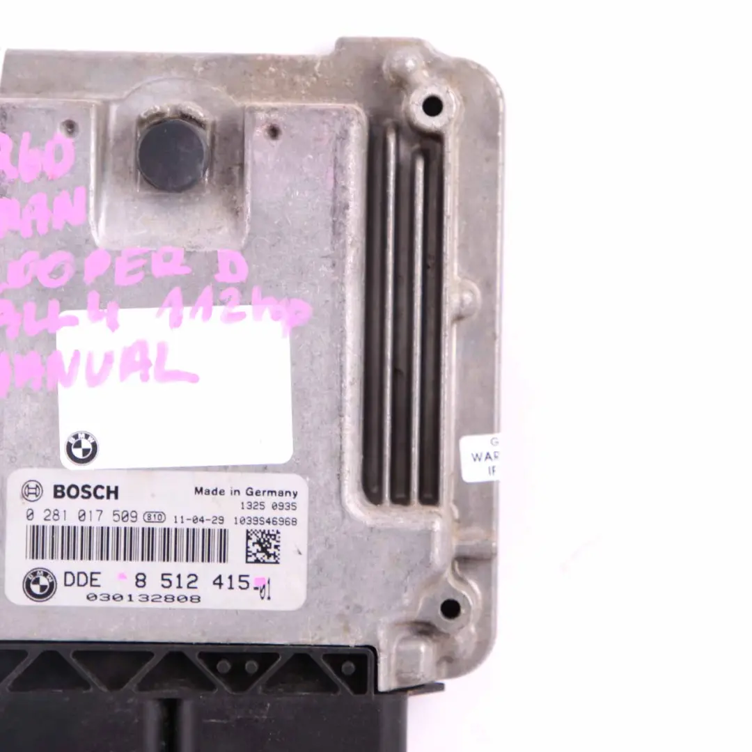 N47N 112HP Diesel Komputer Silnika ECU DDE do Mini Cooper D R60 ALL4 o numerze 8512415 Mini Cooper D R60 ALL4 N47N 112HP Diesel Komputer Silnika ECU DDE - SKU 8512415 - Numer Części 8512415
