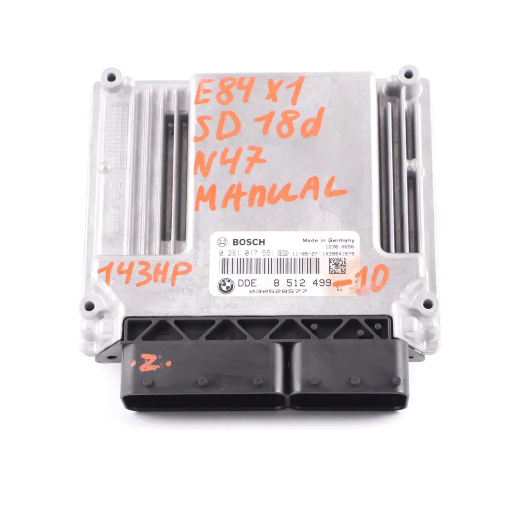 BMW X1 E84 18d N47 ECU Engine Control Unit Kit DDE CAS3 + Key Manual - SKU 8512499-10 - Part number 8512499