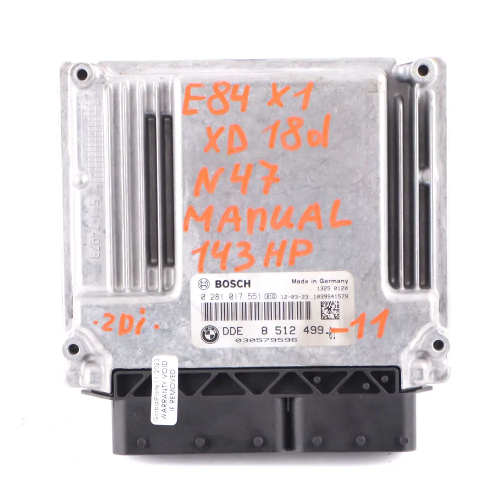 BMW X1 E84 xDrive 18d N47 143HP Engine Unit ECU Kit DDE CAS3 Key Manual - SKU 8512499-11 - Part number 8512499