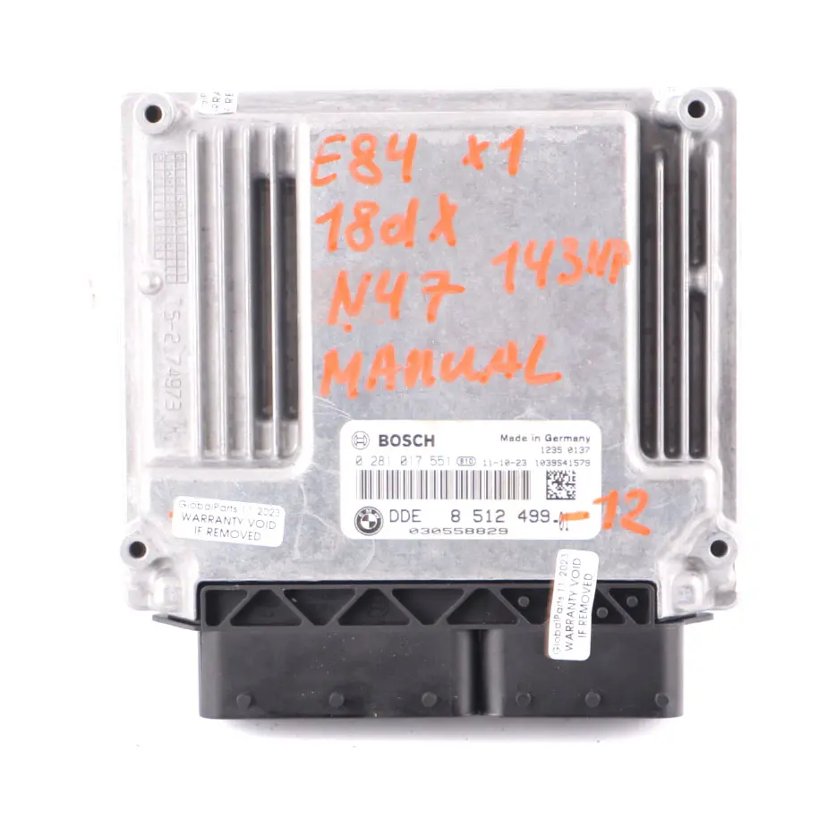 BMW X1 E84 xDrive 18d N47 143HP Engine Unit ECU DDE 8512499 