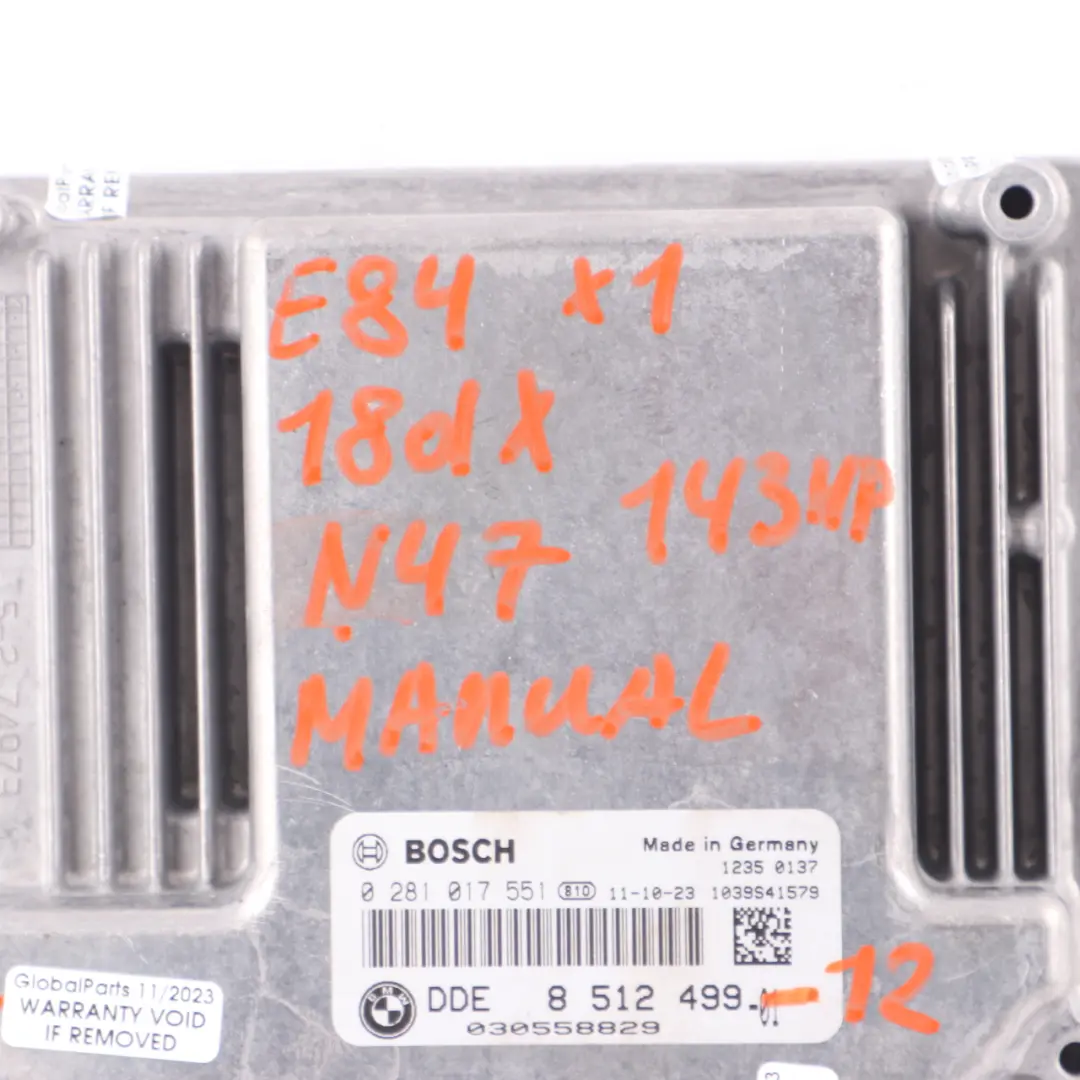 N47 143HP Komputer Sterownik Silnika DDE do BMW X1 E84 xDrive 18d o numerze 8512499 BMW X1 E84 xDrive 18d N47 143HP Komputer Sterownik Silnika DDE - SKU 8512499-12 - Numer Części 8512499