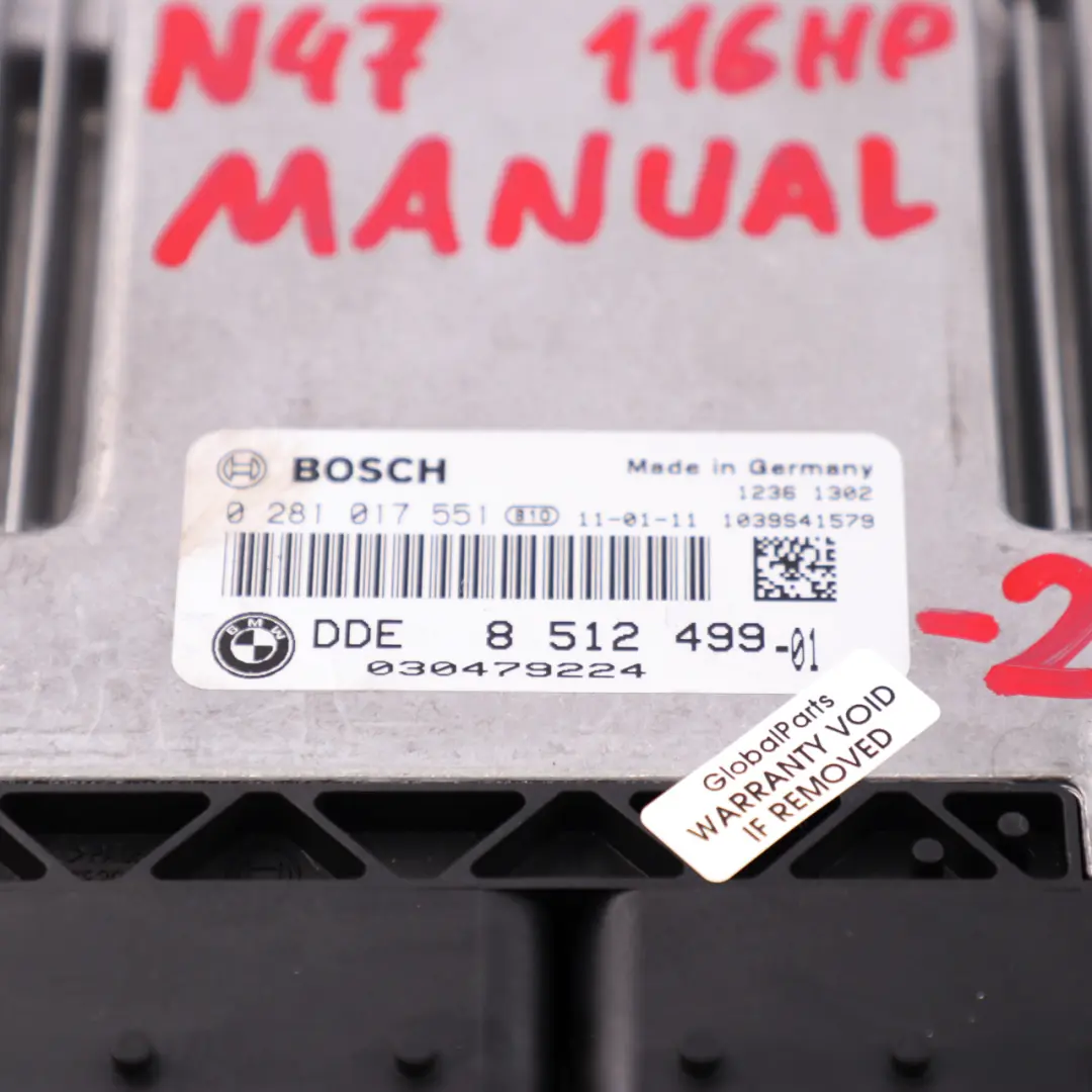 BMW 1 3 Series E87 E90 LCI N47 116d 316d Diesel ECU Kit DDE CAS 3 Key - SKU 8512499-2 - Part number 8512499