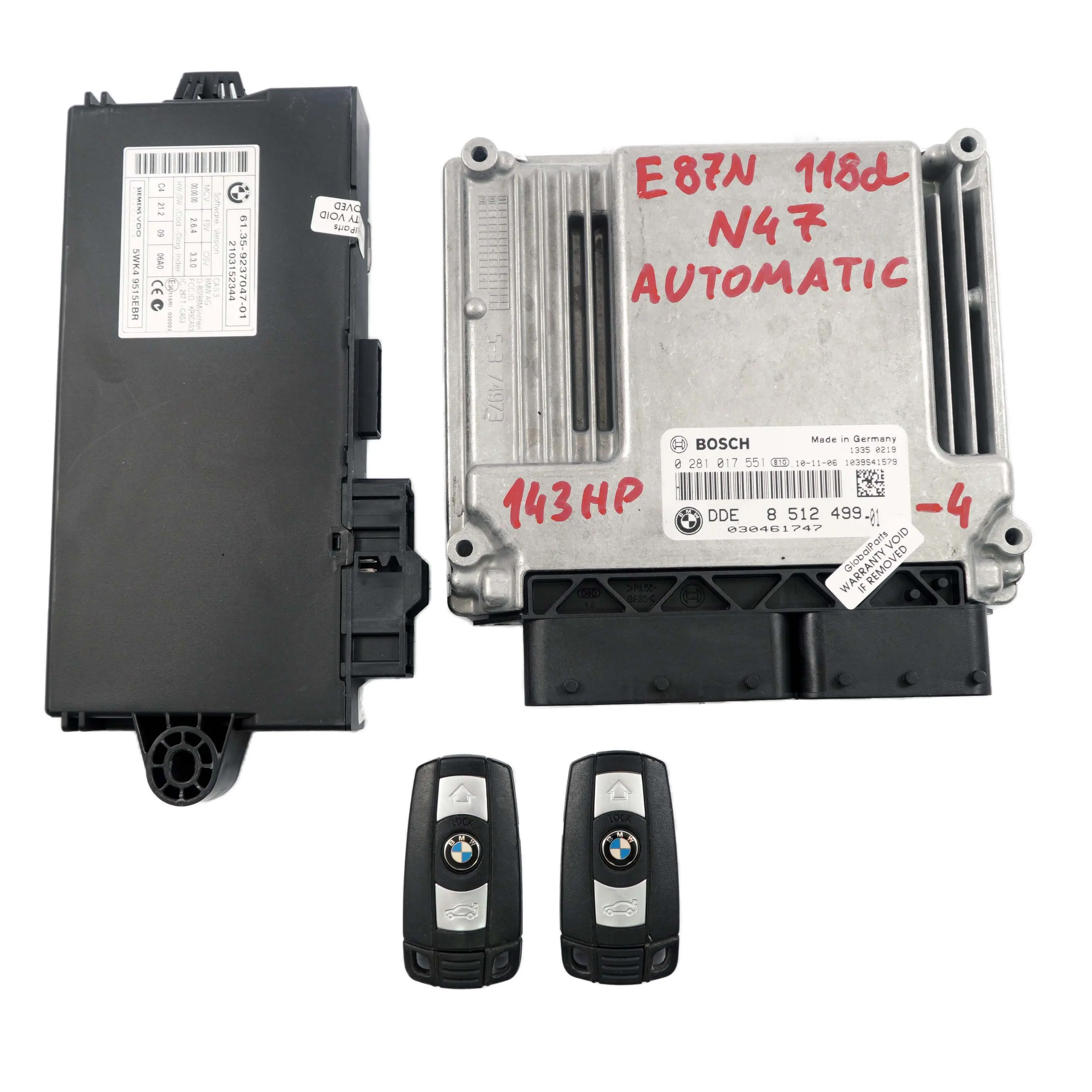 BMW E87 E90 LCI N47 118d 318d Diesel ECU Kit DDE 8512499 CAS3 Llaves Automatico
