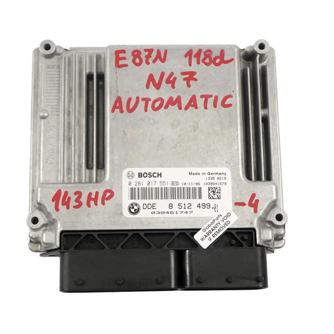 BMW E81 E87 E90 LCI N47 118d 318d Diesel Steuergerät DDE CAS3 Schlüssel - SKU 8512499-4 - Teilenummer 8512499