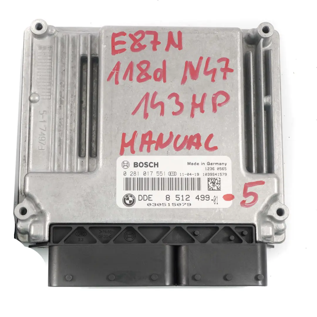 BMW E87 E90 LCI N47 118d 318d Diesel ECU Kit DDE CAS3 + Key Manual - SKU 8512499-5 - Part number 8512499