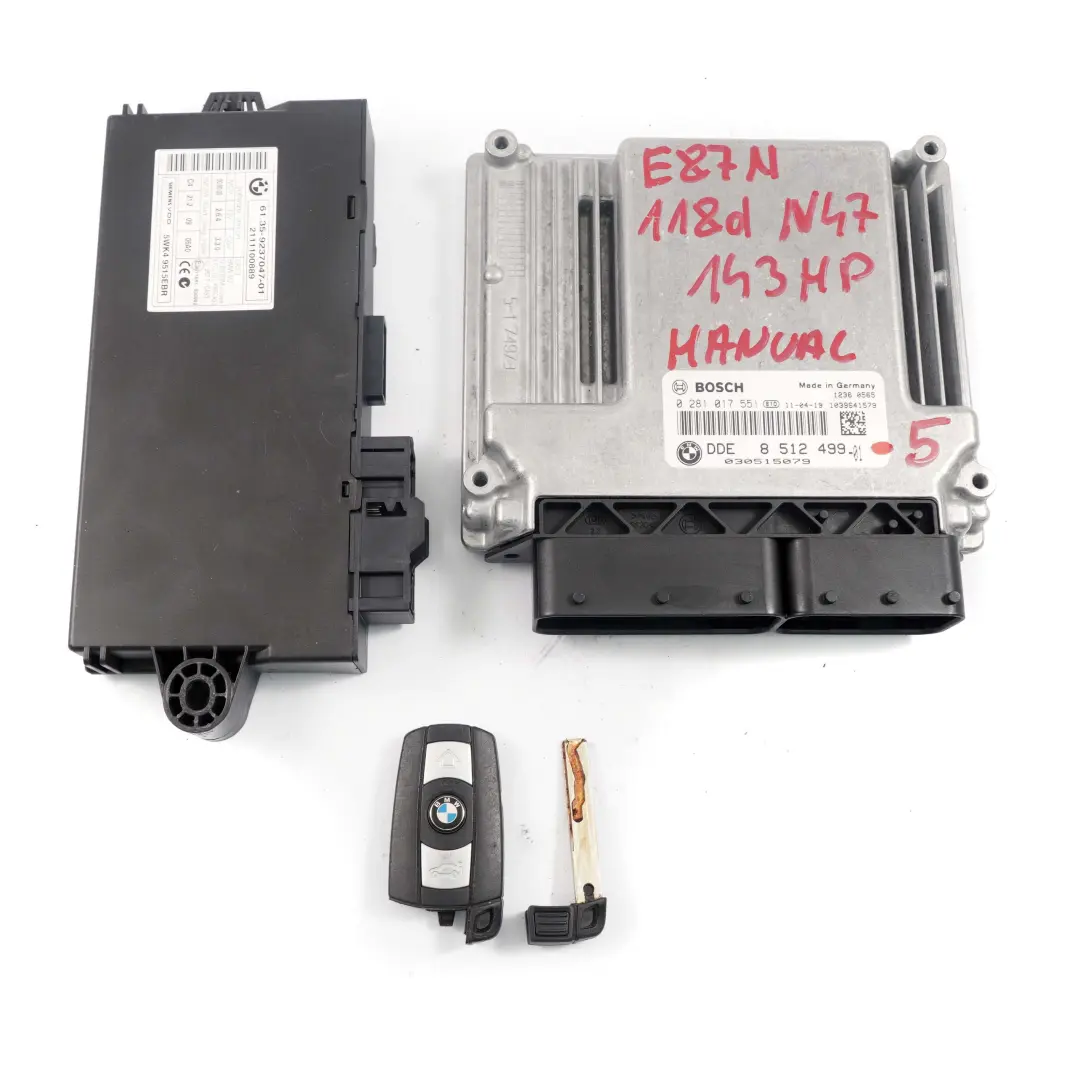 BMW E87 E90 LCI N47 118d 318d Diesel ECU Kit DDE CAS3 + Key Manual - SKU 8512499-5 - Part number 8512499