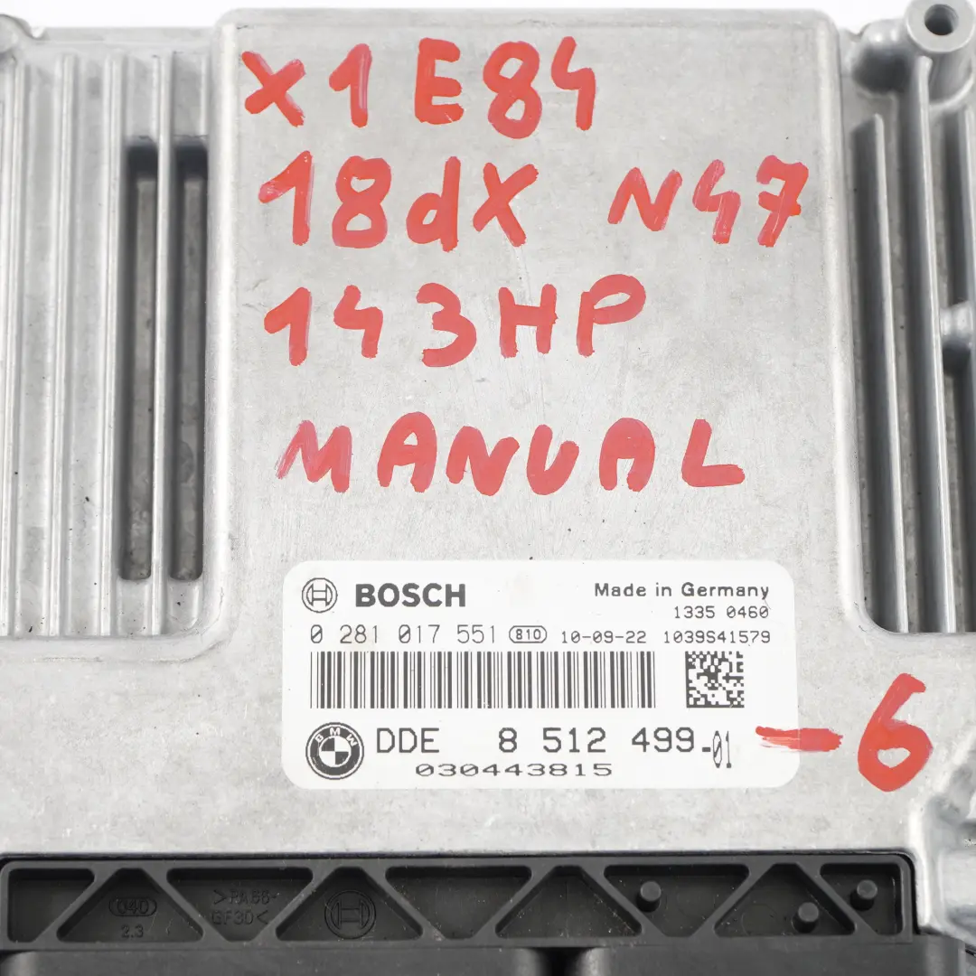 BMW X1 E84 18dX N47 ECU Sterownik Silnika - SKU 8512499-6 - Numer Części 8512499